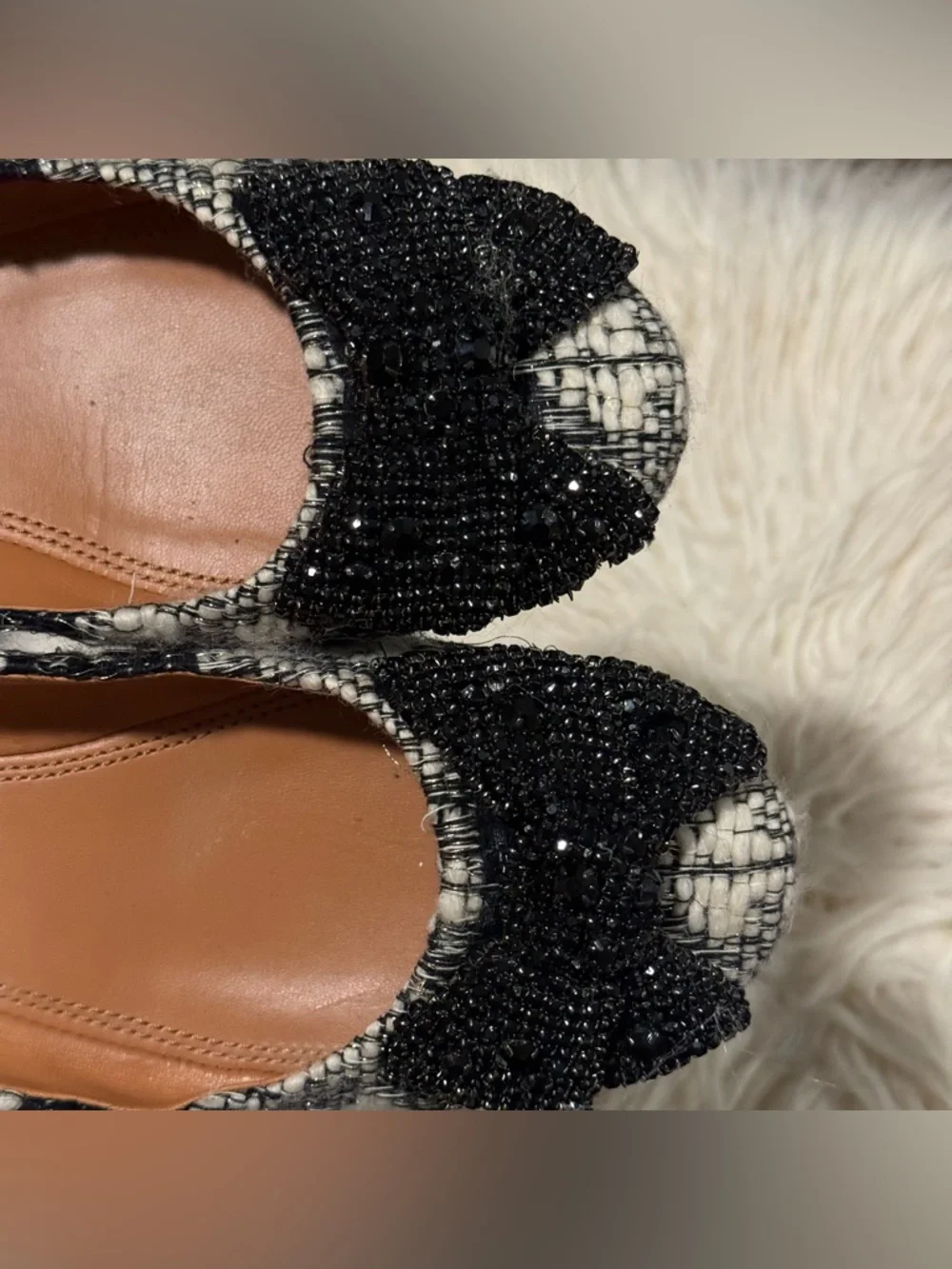 TORY BURCH |  CRYSTAL BOW BALLET~  WOOL CASTRES ~ Size 9